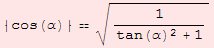cos(α) 1/(tan(α)^2 + 1)^(1/2)