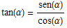 tan(α) = sen(α)/cos(α)