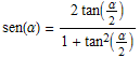 sen(α) = (2tan(α/2))/(1 + tan^2(α/2))