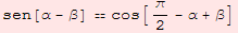 sen[α - β] cos[π/2 - α + β]