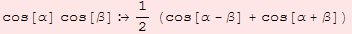 cos[α] cos[β] 1/2 (cos[α - β] + cos[α + β])