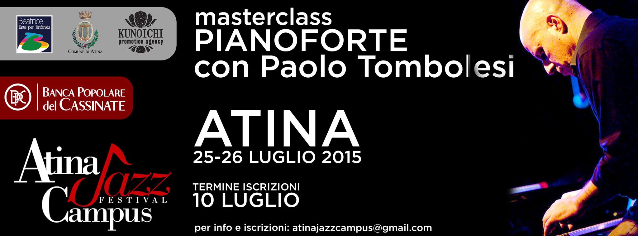 Atina Jazz - 24 e 25 luglio - Master class di pianoforte con Paolo Tombolesi