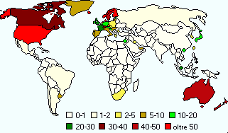 Internet density worldwide