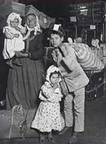 Una famiglia di immigrati. Foto d'epoca