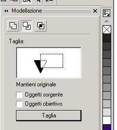 [La finestra con le opzioni per il taglio booleano]