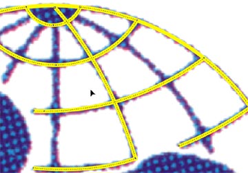 [Trascinando e modellando il troncone di linea che esce dal parallelo pi in basso si pu realizzare uno dei meridiani]