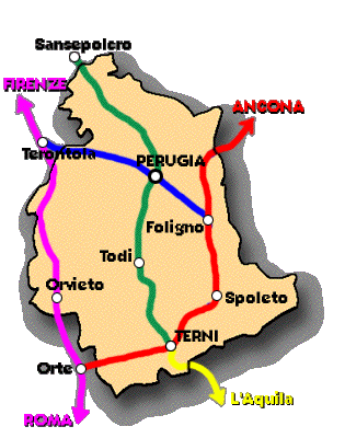 Cartina delle ferrovie Umbre - Map of Umbria's railway