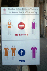 Tour of the Vatican - Vatican City dress code - Warning outside St. Peter's