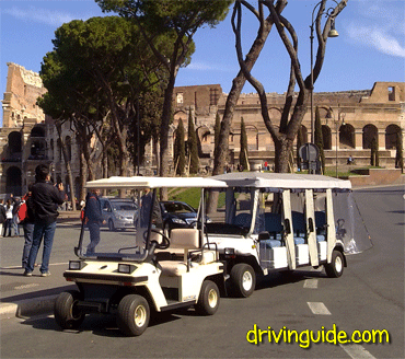 Golf cart tours of Rome - The "standard and the "stretched" at the Colosseum