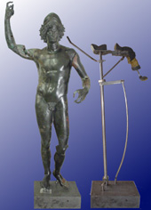 Statua bronzea di marte e il suo supporto interno