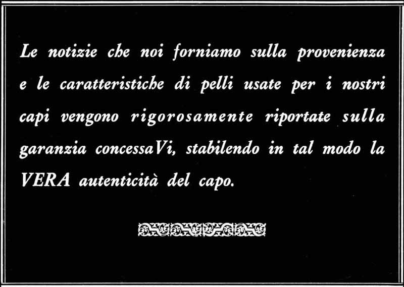 LA NOSTRA GARANZIA DI AUTENTICITA'