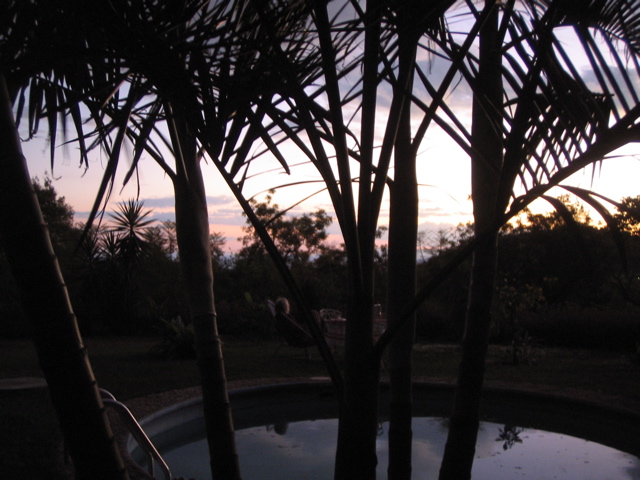 the pool at sunset