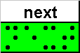 Un esempio di utilizzo del linguaggio Braille per scrivere la parola: "next"